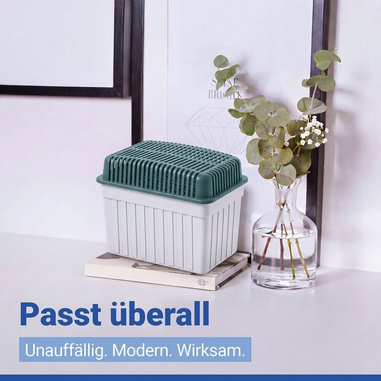 Produktbild: Luftentfeuchter 1 kg Grau, inkl. 3 Nachf&uuml;ller, f&uuml;r R&auml;ume bis 80 m&sup3;