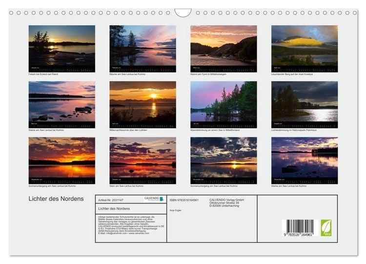 Produktbild: Lichter des Nordens (Wandkalender 2026 DIN A3 quer), CALVENDO Monatskalender