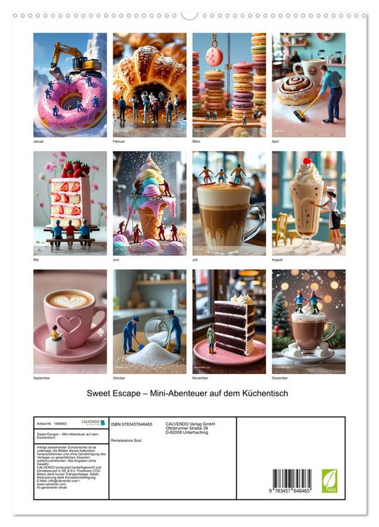 Produktbild: Sweet Escape &ndash; Mini-Abenteuer auf dem K&uuml;chentisch (hochwertiger Premium Wandkalender 2026 DIN A2 hoch), Kunstdruck in Hochglanz