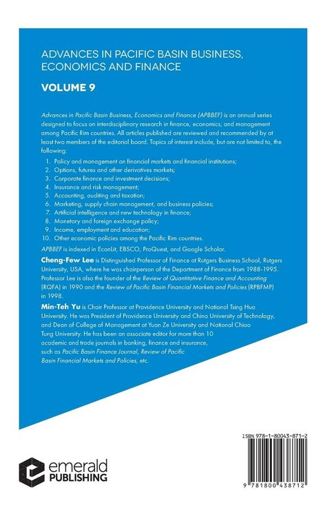 Produktbild: Advances in Pacific Basin Business, Economics and Finance