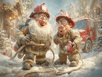 Produktbild: CALVENDO Puzzle Wenn der Weihnachtsmann l&ouml;schen kommt, gibt's Geschenke mit Blaulicht! | 1000 Teile Lege-Gr&ouml;&szlig;e 64x48cm Foto-Puzzle f&uuml;r gl&uuml;ckliche Stun