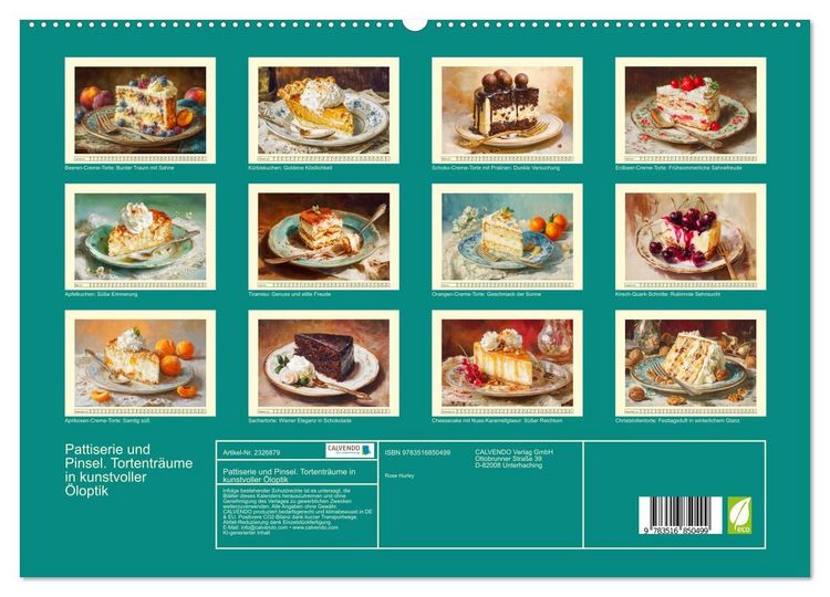Produktbild: Pattiserie und Pinsel. Tortentr&auml;ume in kunstvoller &Ouml;loptik (hochwertiger Premium Wandkalender 2027 DIN A2 quer), Kunstdruck in Hochglanz