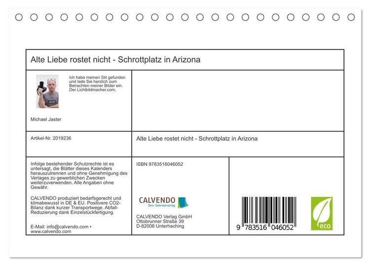 Produktbild: Alte Liebe rostet nicht - Schrottplatz in Arizona (Tischkalender 2026 DIN A5 quer), CALVENDO Monatskalender