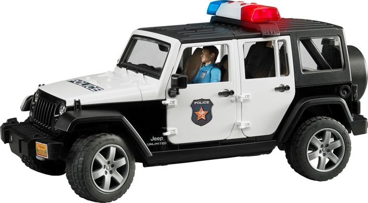 Produktbild: bruder 02526 Jeep Wrangler Rubicon Unlimited Polizeifahrzeug, L+S und Polizist