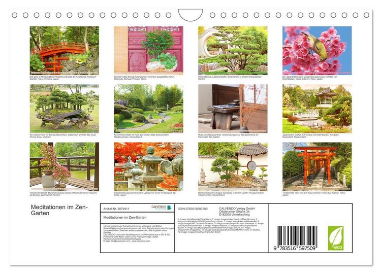 Produktbild: Meditationen im Zen-Garten (Wandkalender 2026 DIN A4 quer), CALVENDO Monatskalender