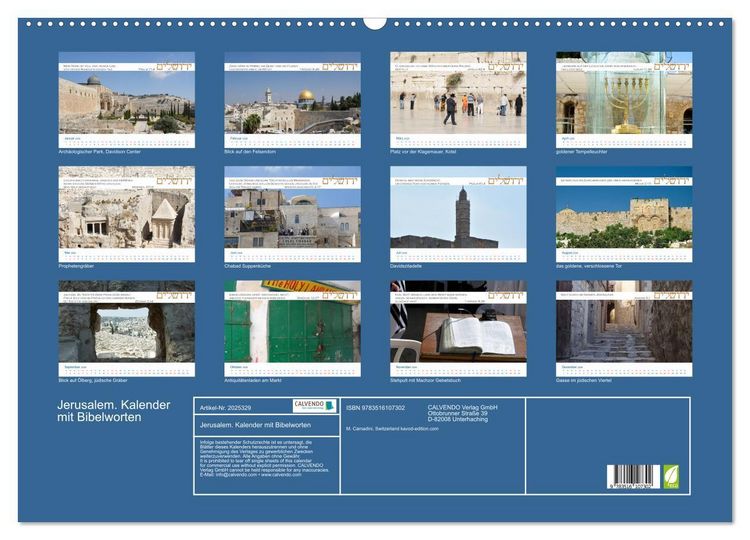 Produktbild: Jerusalem. Kalender mit Bibelworten (Wandkalender 2026 DIN A2 quer), CALVENDO Monatskalender