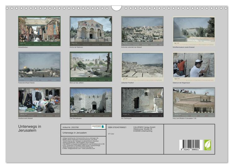 Produktbild: Unterwegs in Jerusalem (Wandkalender 2026 DIN A3 quer), CALVENDO Monatskalender