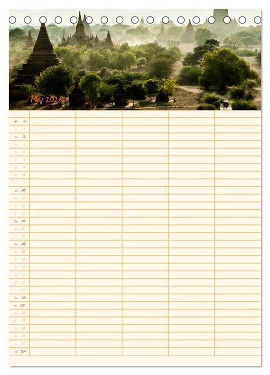 Produktbild: EXOTISCHES S&Uuml;DOSTASIEN - Familienplaner 2026 (Tischkalender 2026 DIN A5 hoch), CALVENDO Monatskalender