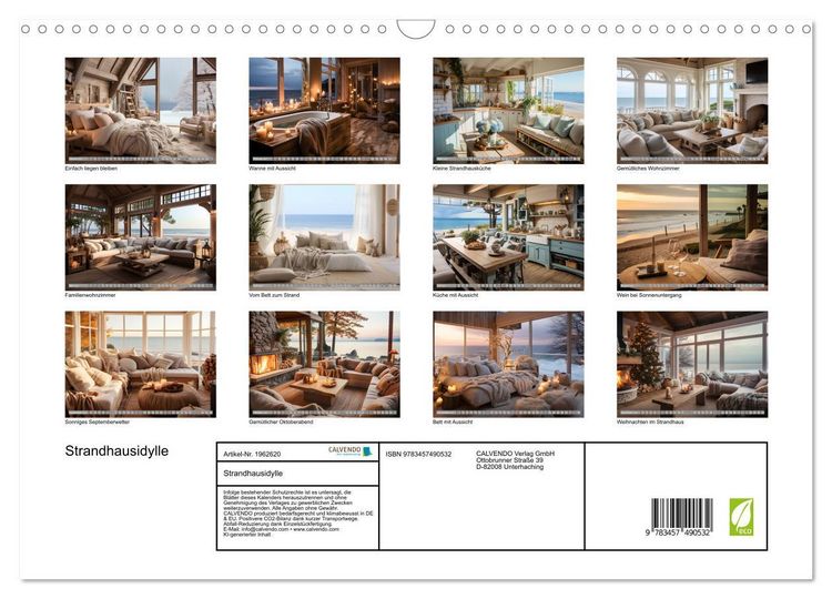 Produktbild: Strandhausidylle (Wandkalender 2026 DIN A3 quer), CALVENDO Monatskalender