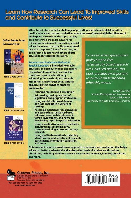 Produktbild: Research and Evaluation Methods in Special Education