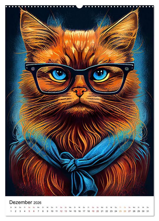 Produktbild: Hipster Katzen (Wandkalender 2026 DIN A2 hoch), CALVENDO Monatskalender
