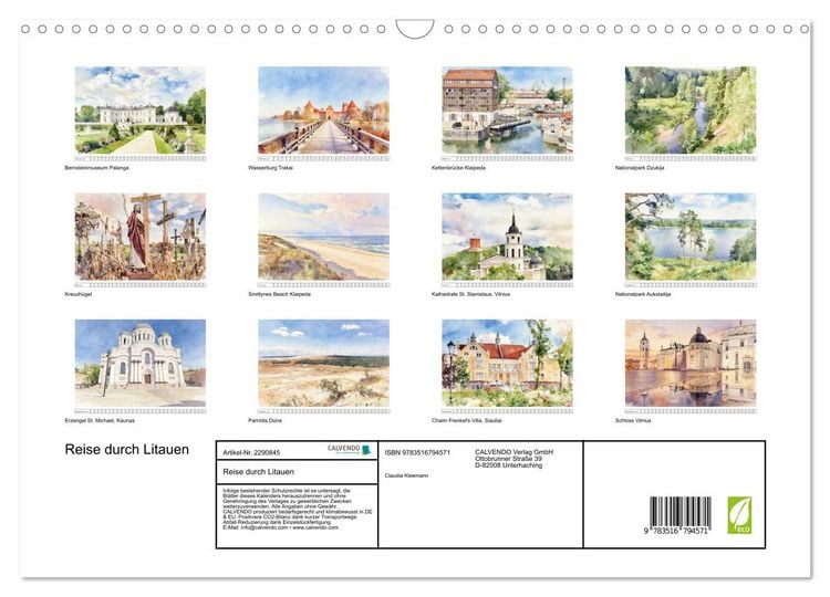 Produktbild: Reise durch Litauen (Wandkalender 2027 DIN A3 quer), CALVENDO Monatskalender