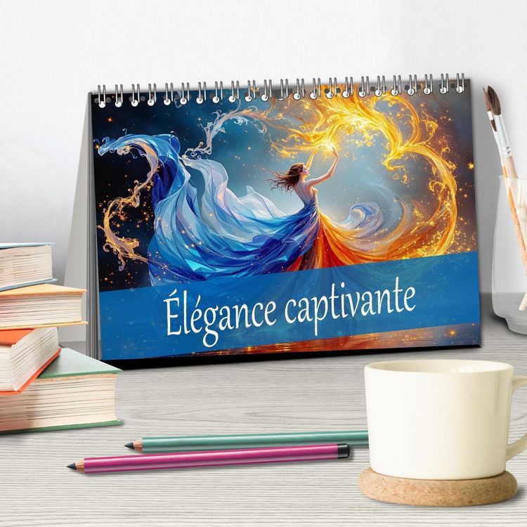 Produktbild: &Eacute;l&eacute;gance captivante (Calendrier de bureau 2026 DIN A5 vertical), CALVENDO calendrier mensuel