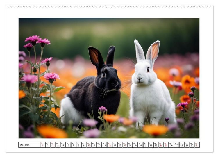 Produktbild: Haustiere - Black and White (Wandkalender 2026 DIN A2 quer), CALVENDO Monatskalender