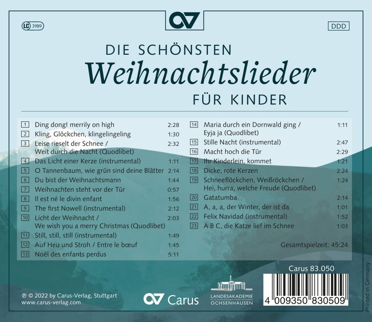 Die schönsten Weihnachtslieder für Kinder
