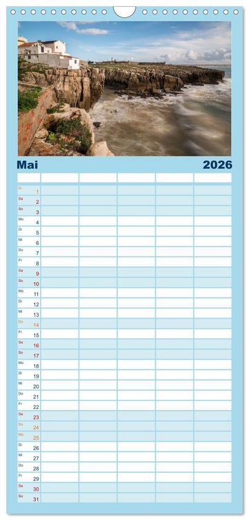 Produktbild: Familienplaner 2026 - Portugals Atlantikk&uuml;ste mit 5 Spalten (Wandkalender, 21 x 45 cm) CALVENDO