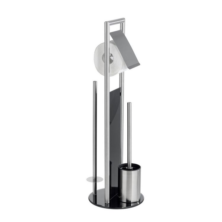 Produktbild: Stand WC-Garnitur Mod. Ravina, Edelstahl matt, mit austauschbarem B&uuml;rstenkopf