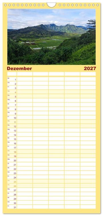 Produktbild: Familienplaner 2027 - Hawaii - Eindr&uuml;cke von Big Island, Kauai & Oahu mit 5 Spalten (Wandkalender, 21 x 45 cm) CALVENDO
