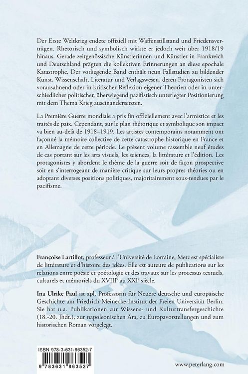 Produktbild: Der Erste Weltkrieg in Literatur, K&uuml;nsten und Wissenschaft La Premi&egrave;re Guerre mondiale dans la litt&eacute;rature, les arts et les sciences
