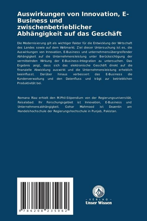 Produktbild: Auswirkungen von Innovation, E-Business und zwischenbetrieblicher Abh&auml;ngigkeit auf das Gesch&auml;ft