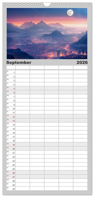Produktbild: Familienplaner 2026 - Gigapolis mit 5 Spalten (Wandkalender, 21 x 45 cm) CALVENDO