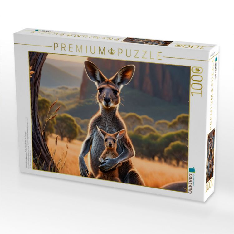 Produktbild: CALVENDO Puzzle F&uuml;rsorgliche K&auml;nguru-Mutter besch&uuml;tzt ihr Junges | 1000 Teile Lege-Gr&ouml;&szlig;e 64x48cm Foto-Puzzle f&uuml;r gl&uuml;ckliche Stunden