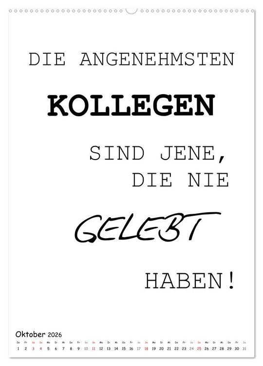 Produktbild: Typo-Kalender f&uuml;r das B&uuml;ro. Gemeine und lustige Spr&uuml;che (Wandkalender 2026 DIN A2 hoch), CALVENDO Monatskalender