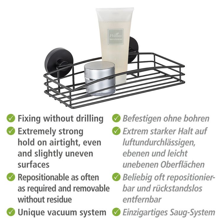 Produktbild: Mod. Vacuum-Loc&reg; Wandablage Schwarz, Befestigen ohne bohren