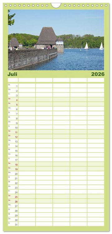 Produktbild: Familienplaner 2026 - Das Sauerland - Mittelgebirge im Herzen Deutschlands mit 5 Spalten (Wandkalender, 21 x 45 cm) CALVENDO