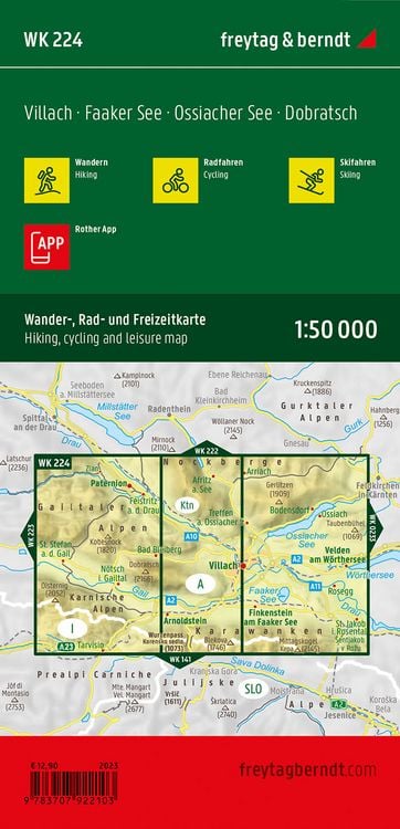 Produktbild: Freytag & berndt Wanderkarte WK 224 Villach - Faaker See, Ossiacher See - Dobratsch 1:50.000