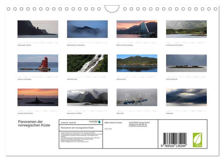 Produktbild: Panoramen der norwegischen K&uuml;ste (Wandkalender 2026 DIN A4 quer), CALVENDO Monatskalender