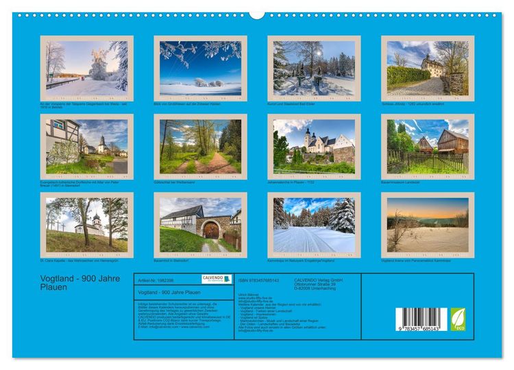 Produktbild: Vogtland - 900 Jahre Plauen (Wandkalender 2026 DIN A2 quer), CALVENDO Monatskalender