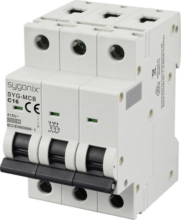 Produktbild: Sygonix SY-6441084 SYG-MCB 3P/C16/6KA Leitungsschutzschalter 3polig 16A 415 V/AC