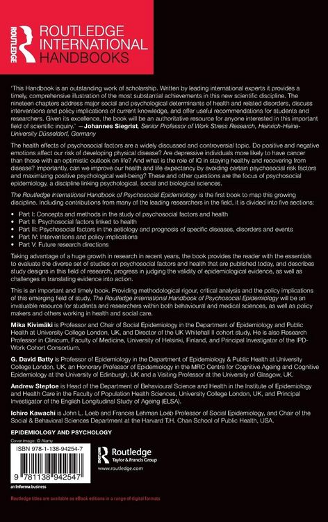 Produktbild: The Routledge International Handbook of Psychosocial Epidemiology