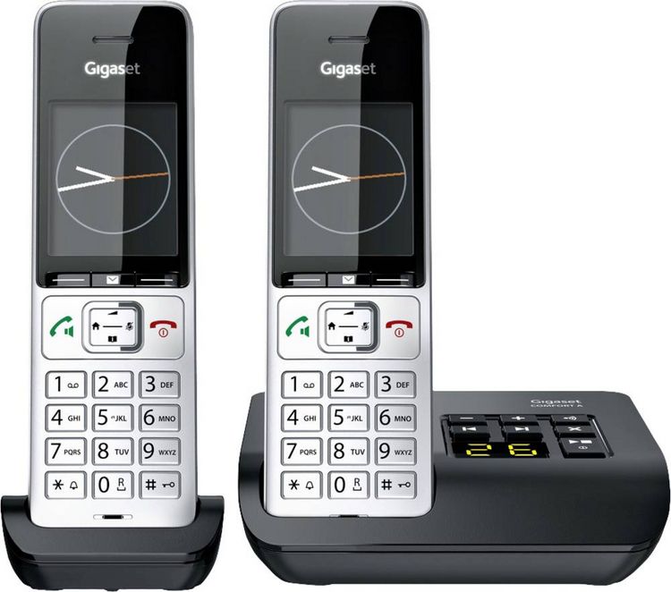 Produktbild: Gigaset COMFORT 500A duo DECT, GAP Schnurloses Telefon analog Babyphone, Freisprechen, f&uuml;r H&ouml;rger&auml;te kompatibel, Headsetanschluss
