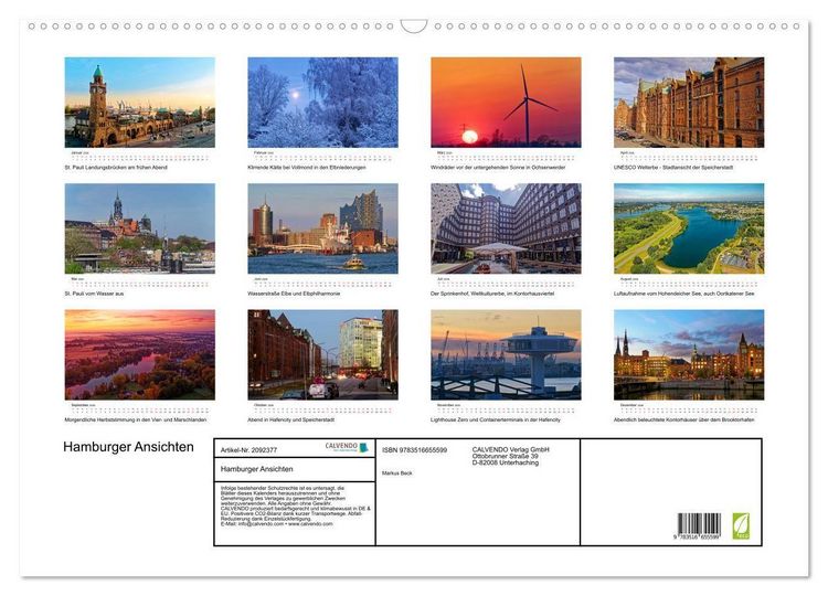 Produktbild: Hamburger Ansichten (Wandkalender 2026 DIN A2 quer), CALVENDO Monatskalender