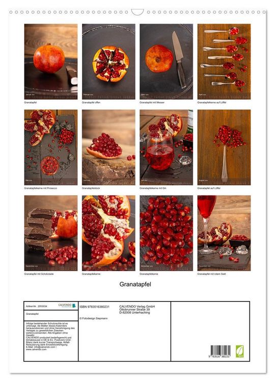 Produktbild: Granatapfel (Wandkalender 2026 DIN A2 hoch), CALVENDO Monatskalender
