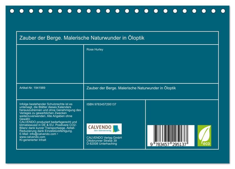 Produktbild: Zauber der Berge. Malerische Naturwunder in &Ouml;loptik (Tischkalender 2026 DIN A5 quer), CALVENDO Monatskalender