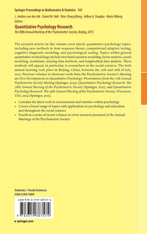 Produktbild: Quantitative Psychology Research