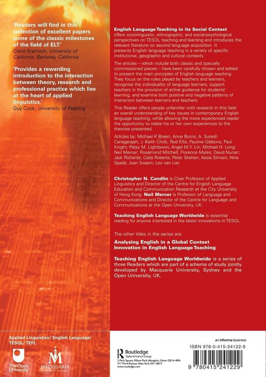 Produktbild: English Language Teaching in Its Social Context