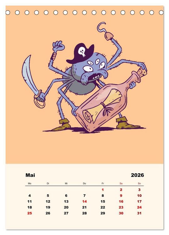 Produktbild: Tierische Piraten (Tischkalender 2026 DIN A5 hoch), CALVENDO Monatskalender