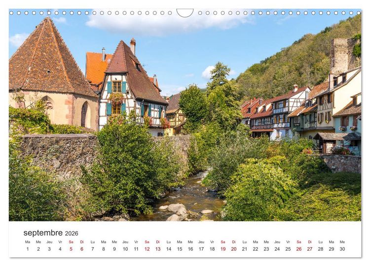 Produktbild: Route des Vins d'Alsace, villages pittoresques et paysages idylliques (Calendrier mural 2026 DIN A3 vertical), CALVENDO calendrier mensuel