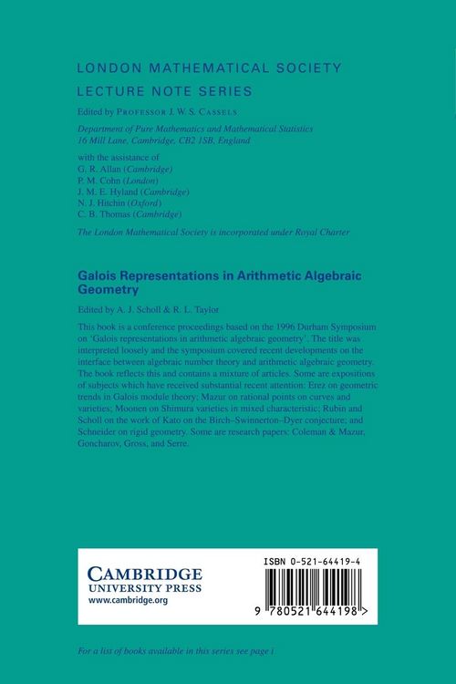 Produktbild: Galois Representations in Arithmetic Algebraic Geometry