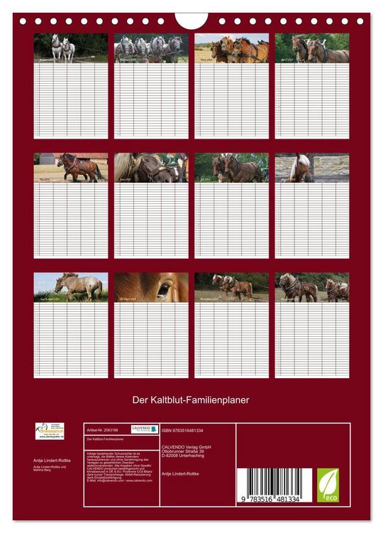 Produktbild: Der Kaltblut-Familienplaner (Wandkalender 2026 DIN A4 hoch), CALVENDO Monatskalender