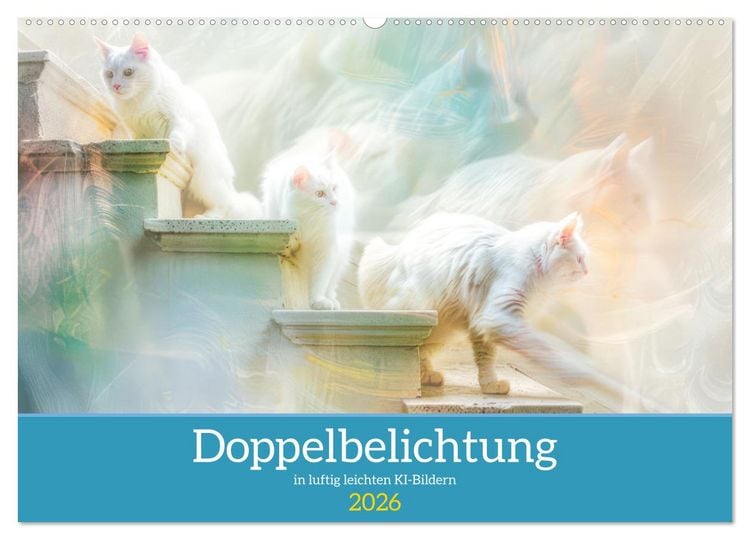 Produktbild: Doppelbelichtung in luftig leichten KI-Bildern (Wandkalender 2026 DIN A2 quer), CALVENDO Monatskalender