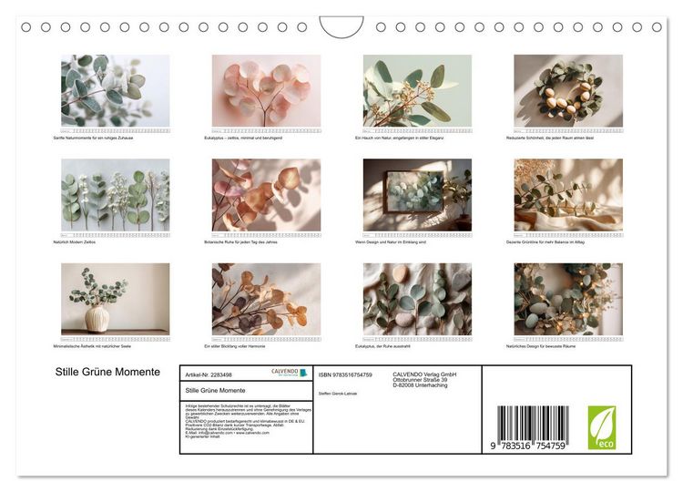 Produktbild: Stille Gr&uuml;ne Momente (Wandkalender 2027 DIN A4 quer), CALVENDO Monatskalender