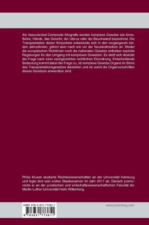 Produktbild: Rechtliche Fragen bei der Transplantation von Vascularized Composite Allografts (VCA)