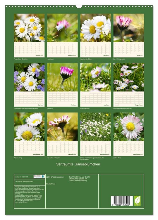 Produktbild: Vertr&auml;umte G&auml;nsebl&uuml;mchen (Wandkalender 2026 DIN A2 hoch), CALVENDO Monatskalender