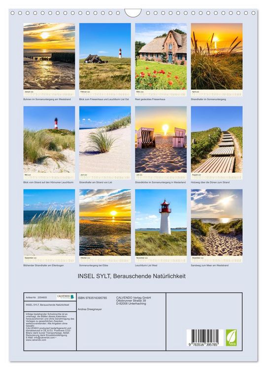 Produktbild: INSEL SYLT, Berauschende Nat&uuml;rlichkeit (Wandkalender 2026 DIN A3 hoch), CALVENDO Monatskalender