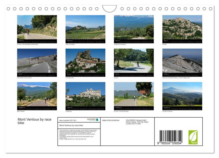 Produktbild: Mont Ventoux by race bike (Wall Calendar 2026 DIN A4 landscape), CALVENDO 12 Month Wall Calendar